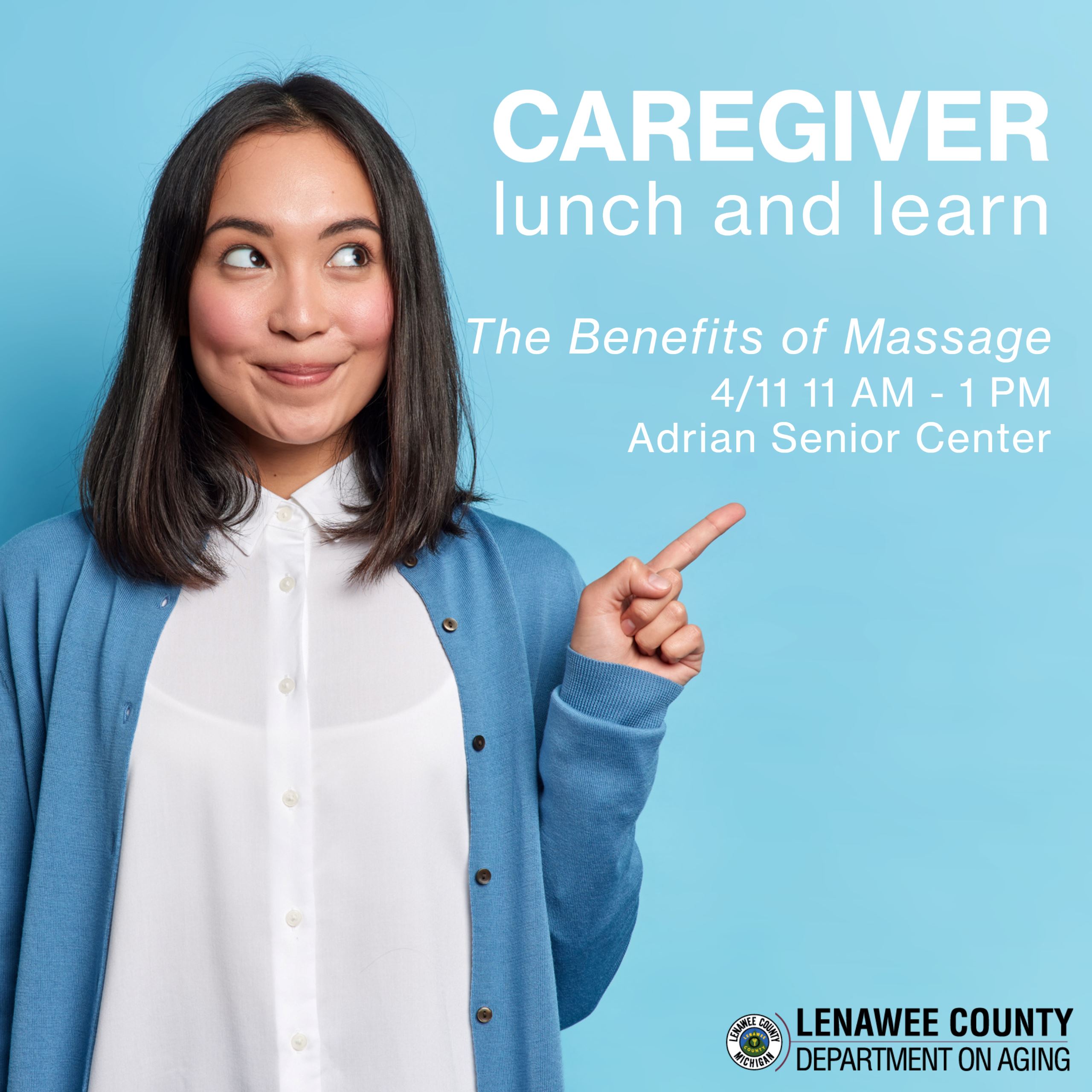 information about the april caregiver lunch and learn on 4/11 from 11-1